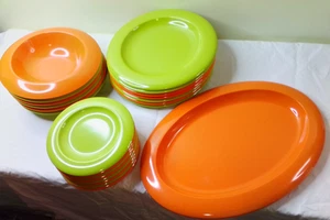 Studio Nova 22-Piece Dinnerware Set Lime Green & Orange - Picture 1 of 11