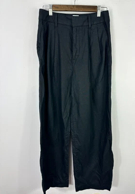 GAP 百褶亚麻裤子 6 黑色沿海祖母安静豪华极简主义时尚 — 第 1/4 张图片