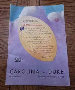 Carolina VS Duke Football Programm 24.11.1945 - Bild 1 von 2