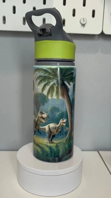 Dinosaur Water Bottle | Personalised | Flip lid Integrated Straw 650ml Insulated - Image 1 of 4