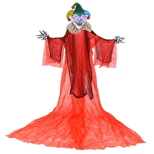 13.1' Halloween Hanging Clown w/ Wings Lighted Colorful Eyes Ghost for Yard - Picture 1 of 7