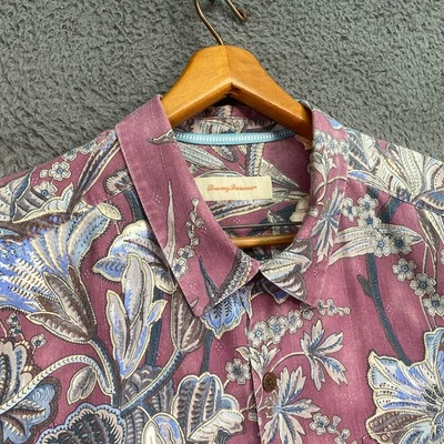 Tommy Bahama Men Silk Camp Shirt Muted Rose Floral Hawaiian Y2K Button Up 2XL - Image 1 of 4