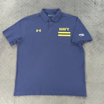 Navy Midshipmen Polo Shirt Football 150 Under Armour Short Sleeve Men Large - Image 1 of 4