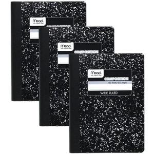 Mead Composition Notebook, 3 Pack, Wide Ruled Paper, 7-1/2" x 9-3/4", 100 She... - Picture 1 of 7