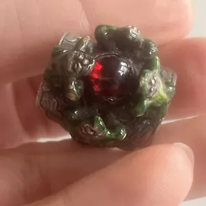 Anello Rana Smalto Argento Cinese Gioielli Asiatici Antico Vintage Raro Regolabile - Foto 1 di 18