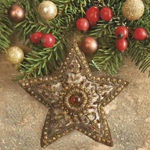 TWO Individual Paper Luncheon Decoupage Napkins 3-Ply Christmas Baroque Stars - Picture 1 of 1