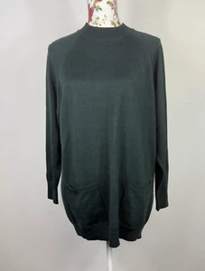 De Colección Katies Mujer Verde Cuello Redondo Jersey Mangas Largas Bolsillos Mezcla Lana Talla 12 - Imagen 1 de 11