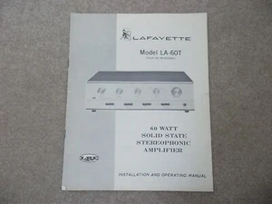 Original Lafayette Model LA-60T Stereophonic Amplifier Operating Manual - Picture 1 of 4