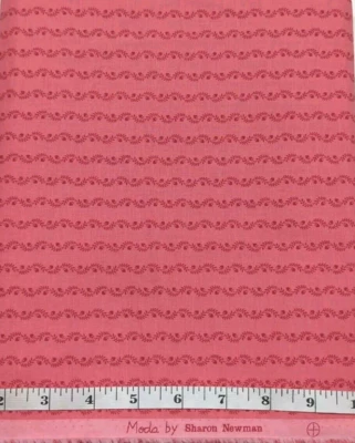 Vintage Sharon Newman Moda Fabrics 1yd Pink Cotton Vining Striped Cotton Sewing - Image 1 of 3