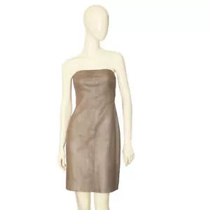 Elie Tahari Mini-Kleid aus 100 % taupe trägerlos hinten mit Reißverschluss Größe US 2 - Bild 1 von 9
