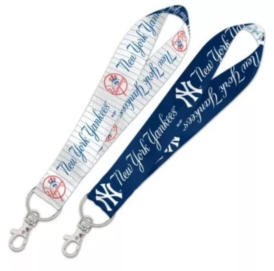 NEW YORK YANKEES WRISTLET LANYARD KEYCHAIN 1" WIDTH 8" LENGTH W/ METAL CLASP - Image 1 of 4