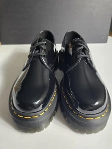 Dr. Martens 1461 Quad Leather Platform Shoes Black Patent Lamper - Women size 6 - Picture 1 of 10