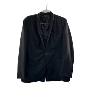 Vintage Palm Beach Black Tuxedo Jacket Satin Trim 2-Button Closure 1950s Suit a - Picture 1 of 14
