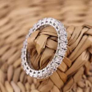 925 Sterling Silver Full Eternity Engagement CZ Band Ring Wedding I-T Sizes Box - Picture 1 of 7