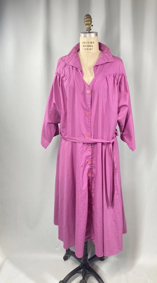 Винтажное платье плюс женщин размер 28 30 4XL фиолетовый рубашка талии 80-х хлопок ретро - Изображение 1 из 4