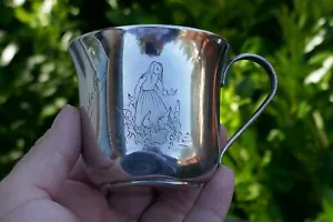 Vintage German .835 Fine Silver "Girl with Gnome's" Designed Youth / Baby Cup - Picture 1 of 19