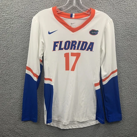 Florida Gators Shirt Women's Medium Nike Volleyball Jersey White Blue 846319 Cover