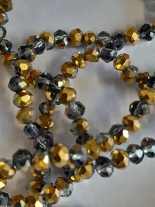 Faceted glass beads, 4mm, golden rose, approx 115 beads - Picture 1 of 2