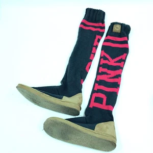 Victoria Secret Pink Gray Mukluk Tall Boots Womens Medium - Picture 1 of 4