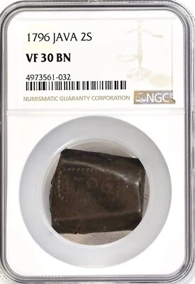 Netherlands East Indies - Java 2 Stuivers 1796 VF30 BN NGC KM#181 Bonks - Image 1 of 4