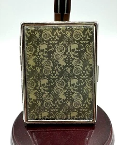 Skulls & Roses Fleur-de-lis Metal Card Holder Money Holder Hard Wallet Loungefly - Picture 1 of 12