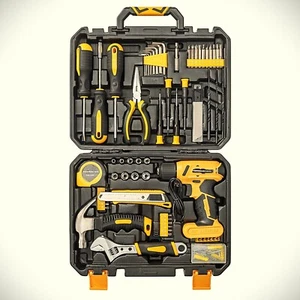 All-In-One 146-Piece Tool Set with 8V Cordless Drill and Hard Case, SAE Tool Kit - Picture 1 of 4