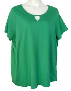 Camiseta túnica verde cuello cerradura algodón Woman Within talla grande 2X 26/28 - Imagen 1 de 10