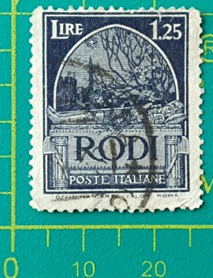 Sello Italia 1929, Ocupación RHODES, SC A3 1,25 L azul oscuro, usado Foto 1 de 3