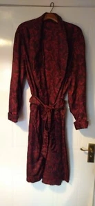 VTG Tootal Dressing Gown/ Robe Burgundy Paisley Long Tie Waist L - Picture 1 of 14