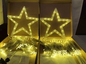 Christmas Hanging Waterfall String Light with Topper Star Set of 2 - Picture 1 of 6