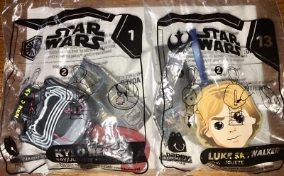 Brinquedos novos em folha Star Wars #1 Kylo Ren & #13 Luke Skywalker com clipes e holograma - Imagem 1 de 3