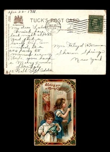 Mayfairstamps US 1911 to Sharon Springs NY Kids Santa Postcard aar_79717 - Picture 1 of 2