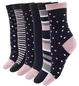 6 Pairs Womens Girls Bamboo Colorful Assorted Designs Multicolor Crew Socks - Picture 1 of 32