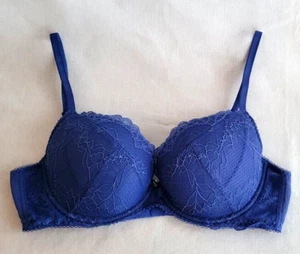 Gossard Superboost Lace Padded Plunge Underwire Bra 1-hook #7711 BLUE 34D - Picture 1 of 8