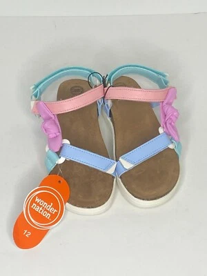Sandalias planas florales para niñas pequeñas de Wonder Nation Multicolor Talla 12 Foto 1 de 4