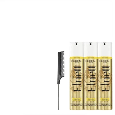 4tlg. | Loreal Paris Elnett ultra-feines Haarspray Pflege sehr stark + Stielkamm - Bild 1 von 3
