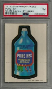 Tarjeta Topps Wacky Packages Pure Hex 1973 primera serie reverso blanco PSA 7 casi nueva - Imagen 1 de 1