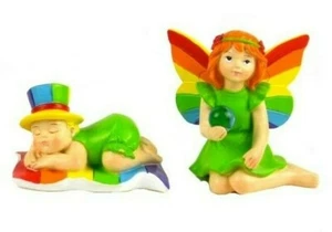 Rainbow Boy & Girl Fairies Set 2 MI 56264 H Miniatura Hadas Jardín Bola en Mano - Imagen 1 de 6