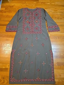 Vintage Handmade Embroidered Tatreez Thobe Arabic Palestinian Jordanian Dress - Picture 1 of 19