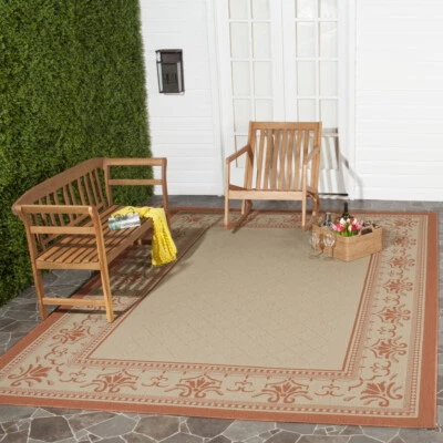 SAFAVIEH Outdoor CY0901-3201 Courtyard Natural / Terra Rug - Image 1 of 4