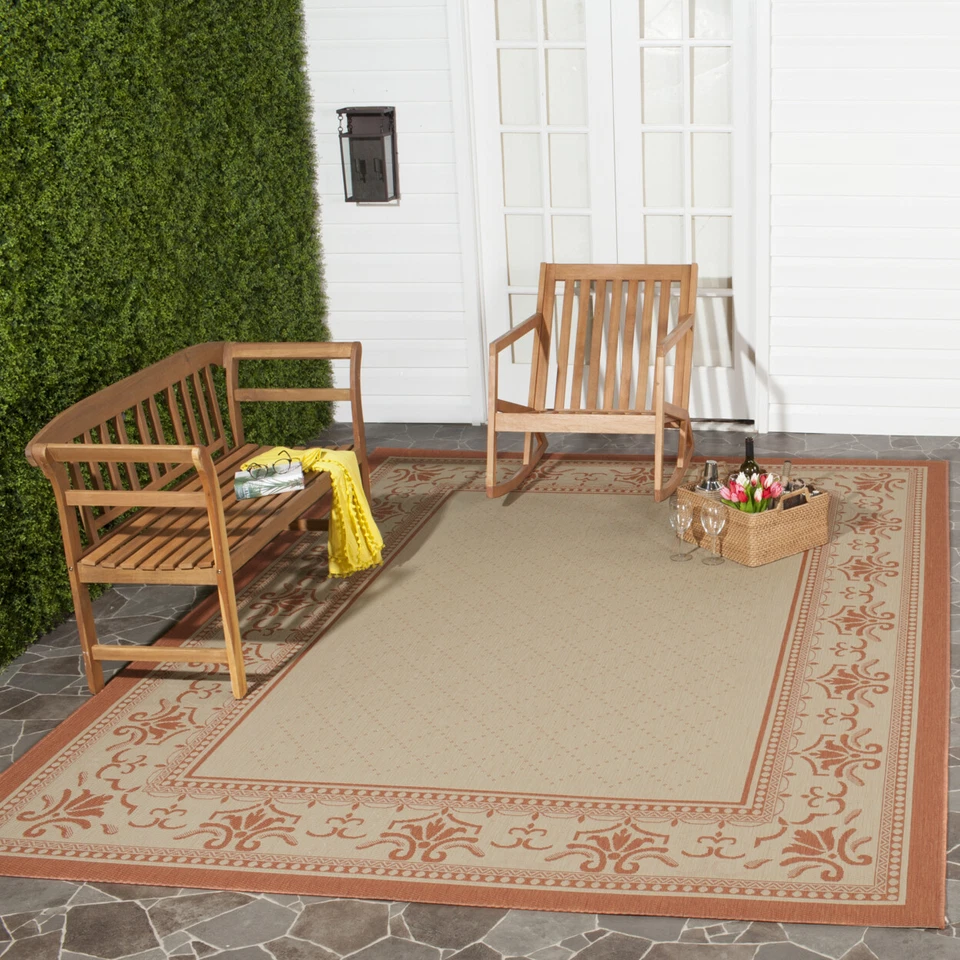 SAFAVIEH Outdoor CY0901-3201 Courtyard Natural / Terra Rug - Image 1 of 4