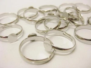 Ring Bases Blanks Shanks in Silver with 6mm pad x 10 - Picture 1 of 2