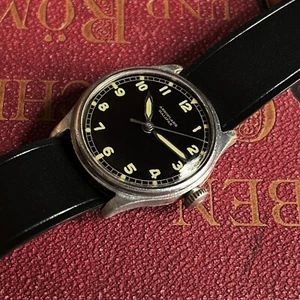 British Bomber HALIFAX Pilot Swiss REVUE Wristwatch Military ATP Dirty WWII 1940 - Picture 1 of 8