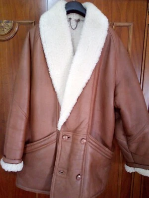  Giaccone vintage montone Shearling Combipel uomo marrone chiaro taglia 48 - Immagine 1 di 4