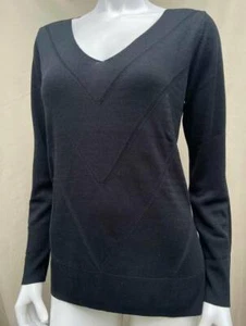 NEW BANANA REPUBLIC Black V Neck Rayon Soft Knit Sweater Top Shirt 8 10 MEDIUM M - Picture 1 of 5