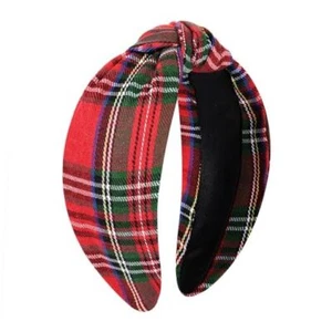 Christmas Headbands for Women Knotted Headband Wide Hairband Red Plaid - Picture 1 of 5