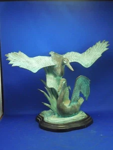 Vintage Rosenthal Netter 2 Cranes Metal Sculpture on Wooden Base 11/446 - Picture 1 of 12