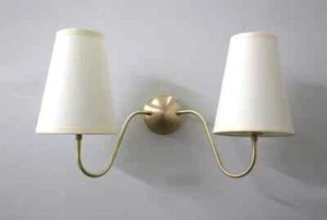 Gleaming Elegance Royere Brass Double Arm Shade Wall Lamp - Picture 1 of 7