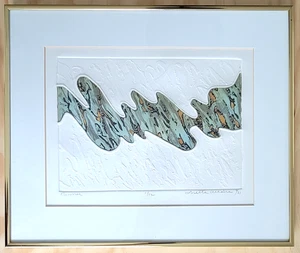 Vintage geprägter Tintendruck von Loretta Allaire 1. der Serie gerahmt grün schwarz - Bild 1 von 7