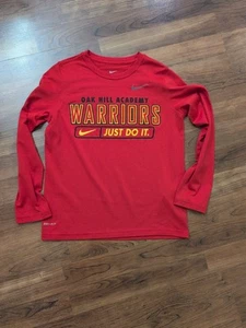 Oak Hill Academy Nike Dri-Fit Red Long Sleeve Size Youth Medium Just Do It - Picture 1 of 4